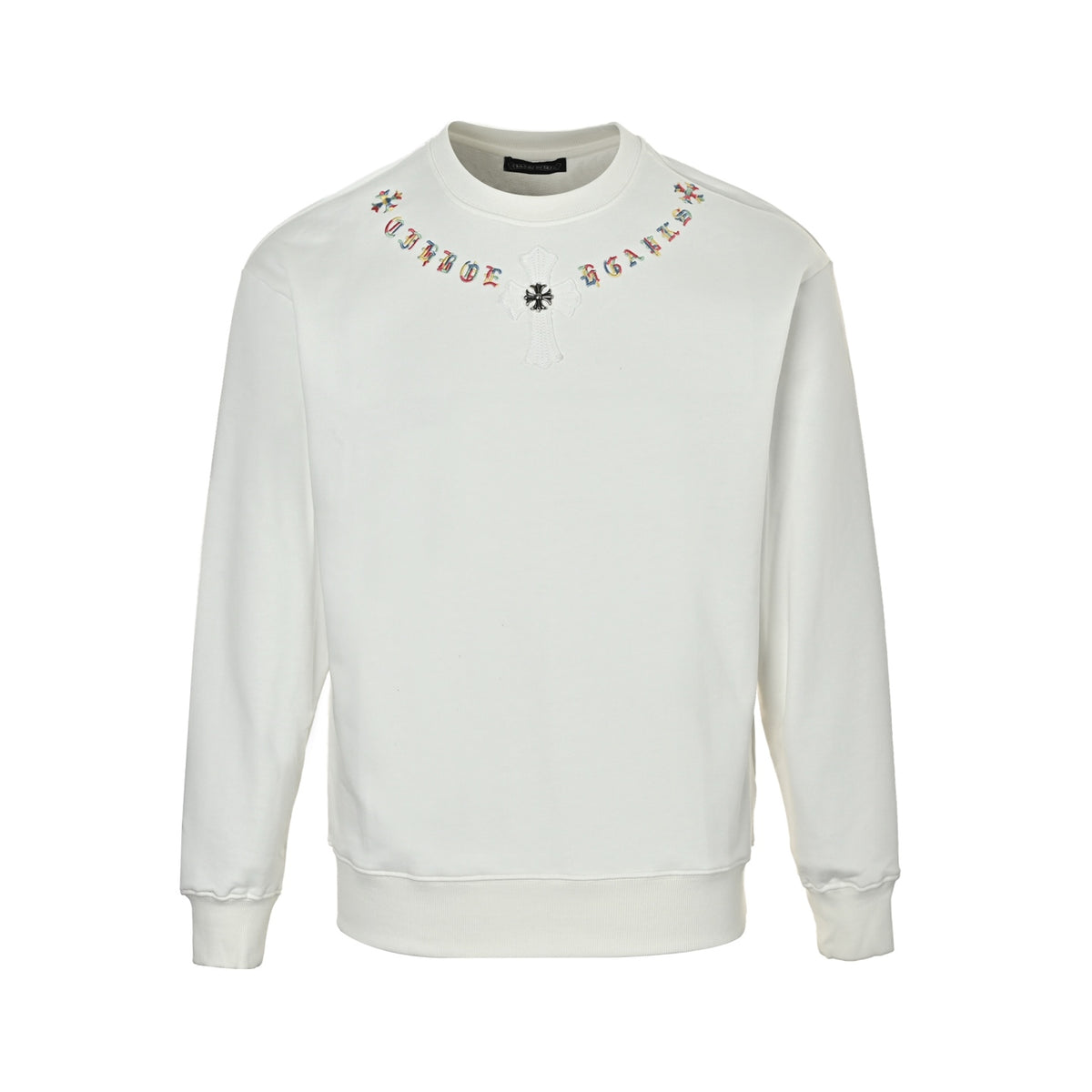 Multicolor Neck Logo Crewneck Sweatshirt White