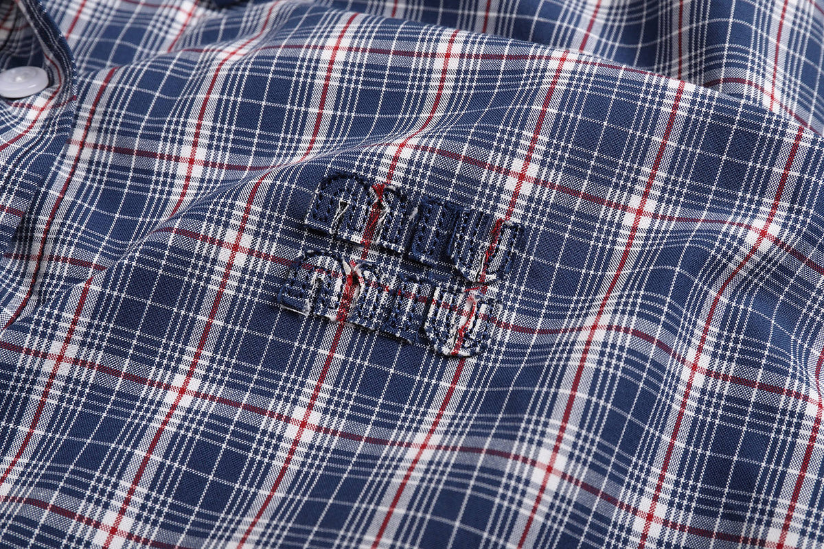 Plaid Button-Up Jacket Blue / White