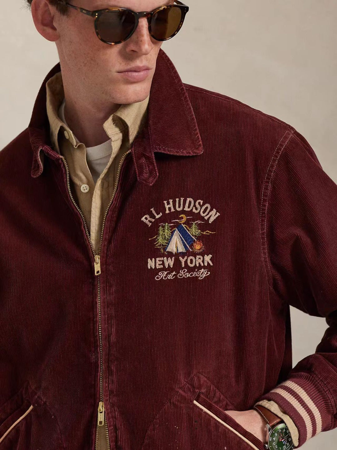 Corduroy Graphic Track Jacket Pomegranate