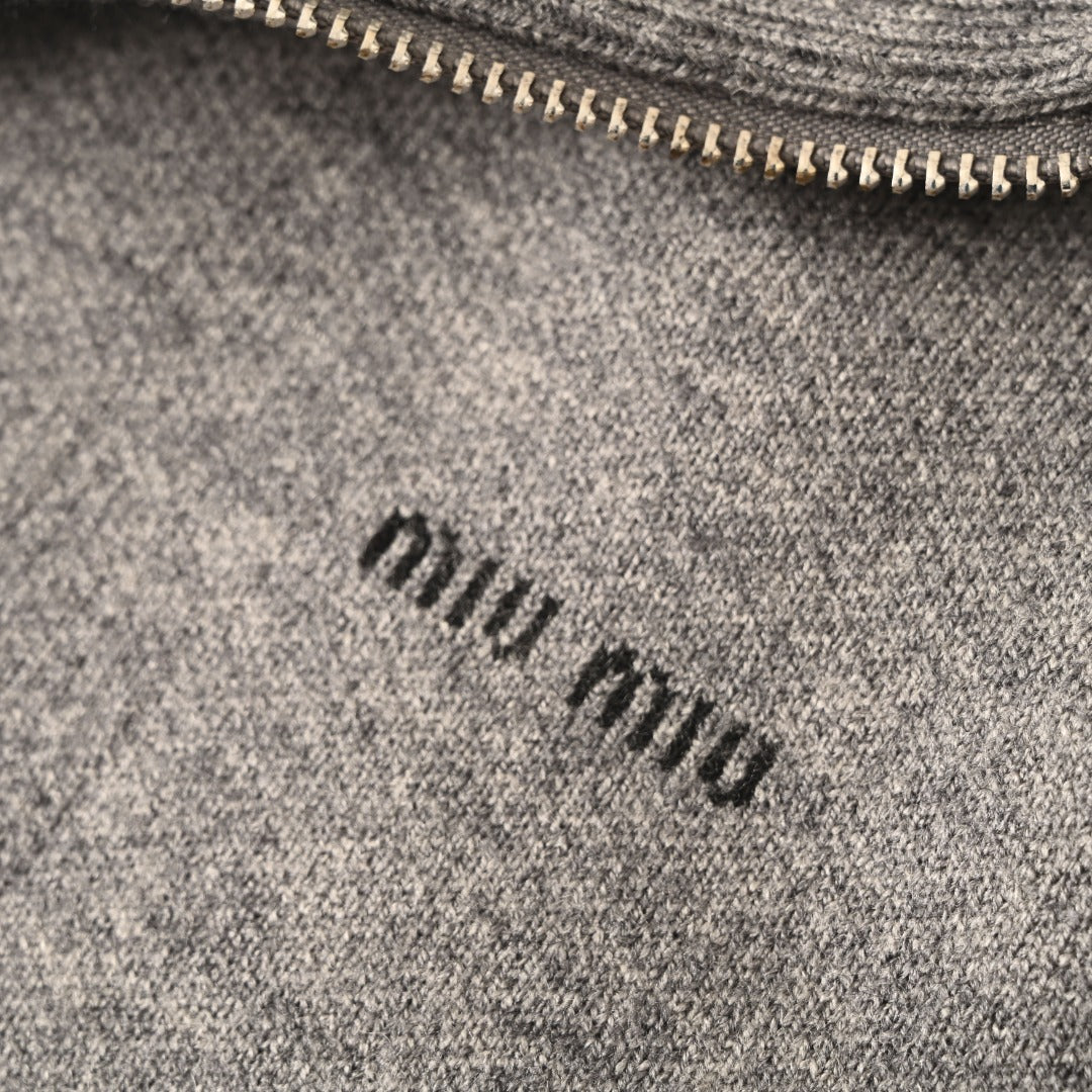 Embroidered Logo Half-Zip Grey