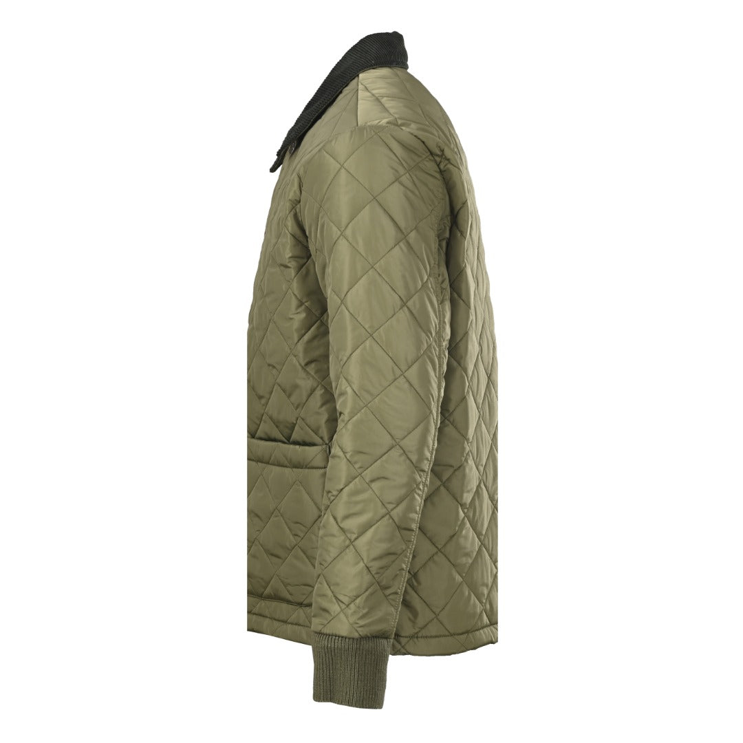 Quilted Corduroy Collar Olive Green