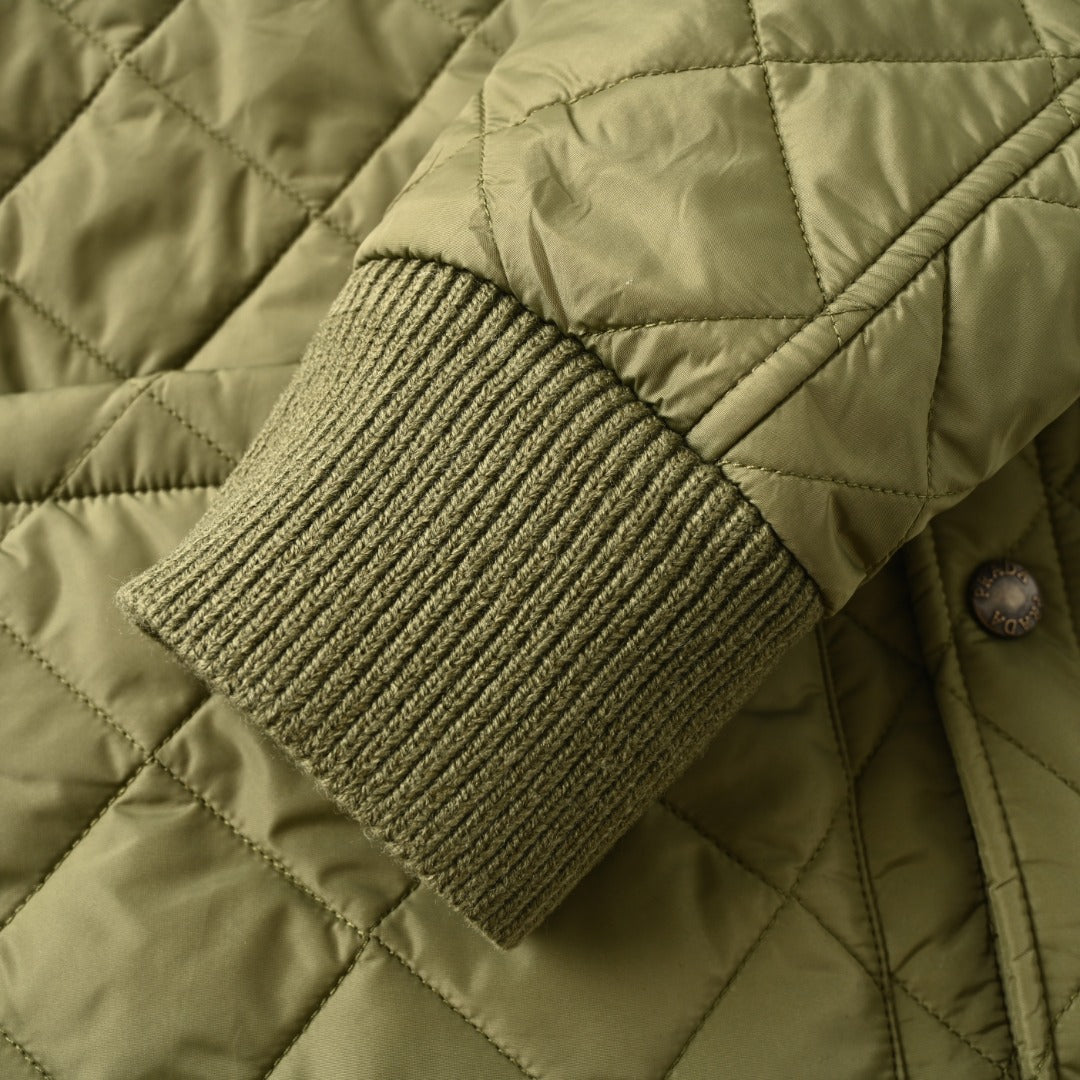 Quilted Corduroy Collar Olive Green