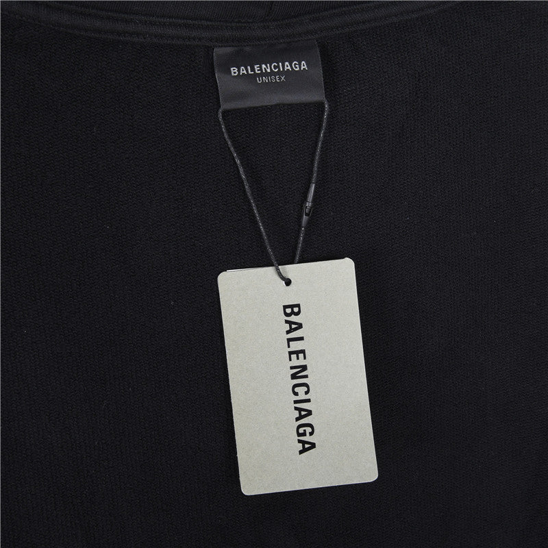 Tape Type Ripped Pocket Hoodie Faded Black