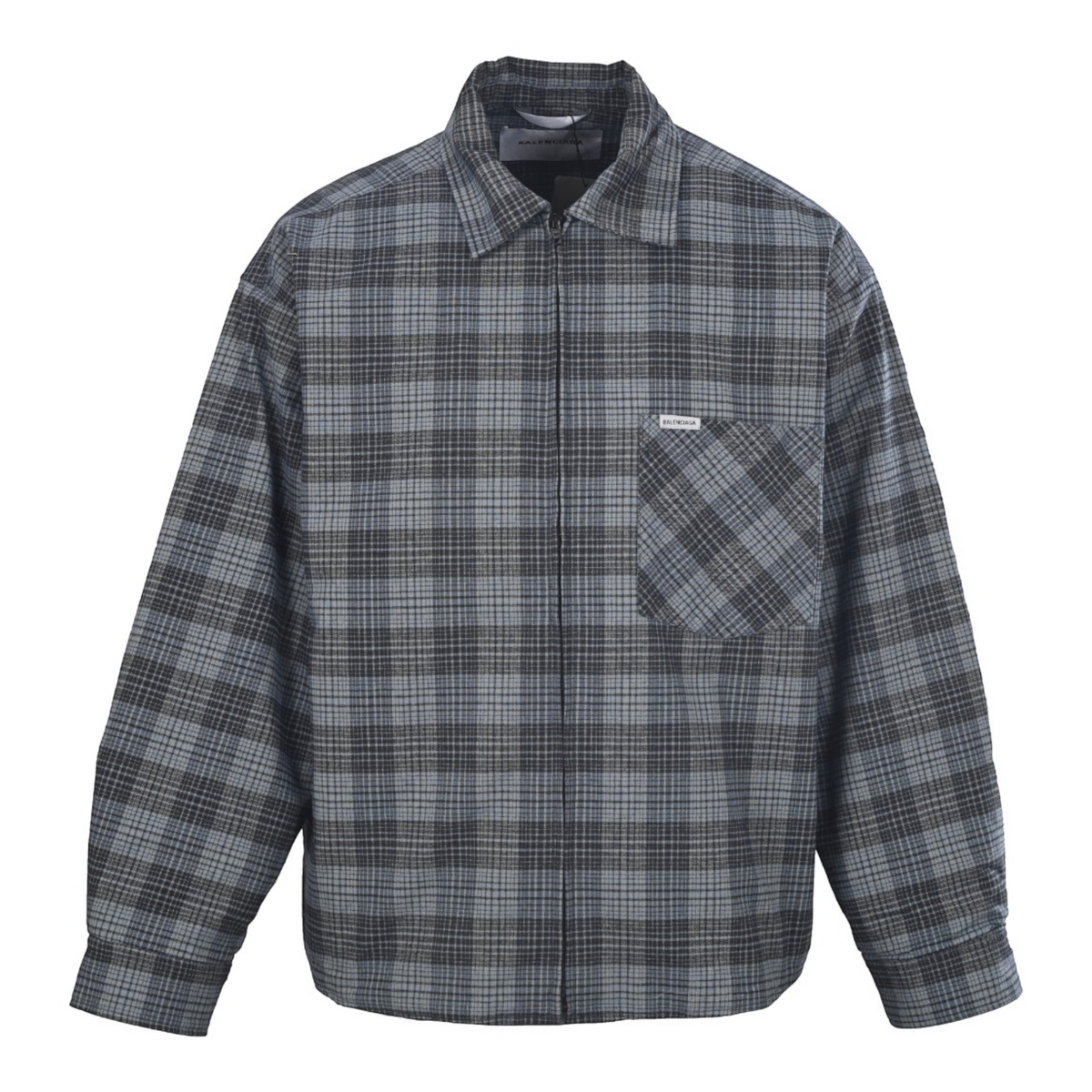 Padded Check Overshirt Blue