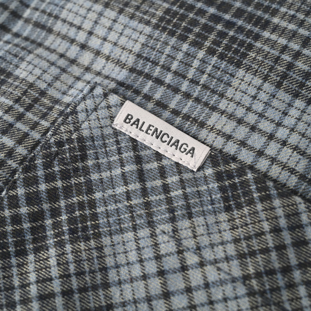 Padded Check Overshirt Blue