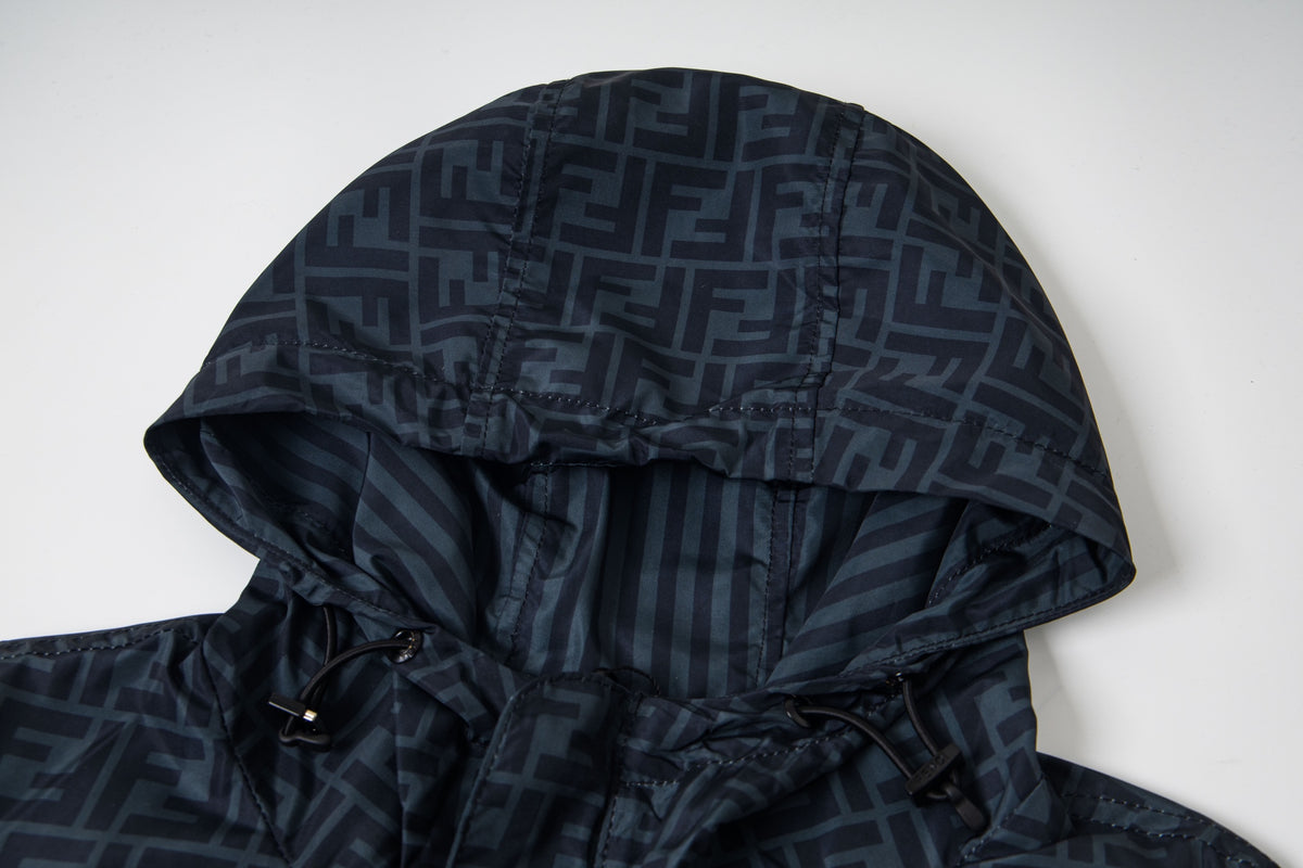 Reversible Diagonal-Stripe Windbreaker Navy / Blue
