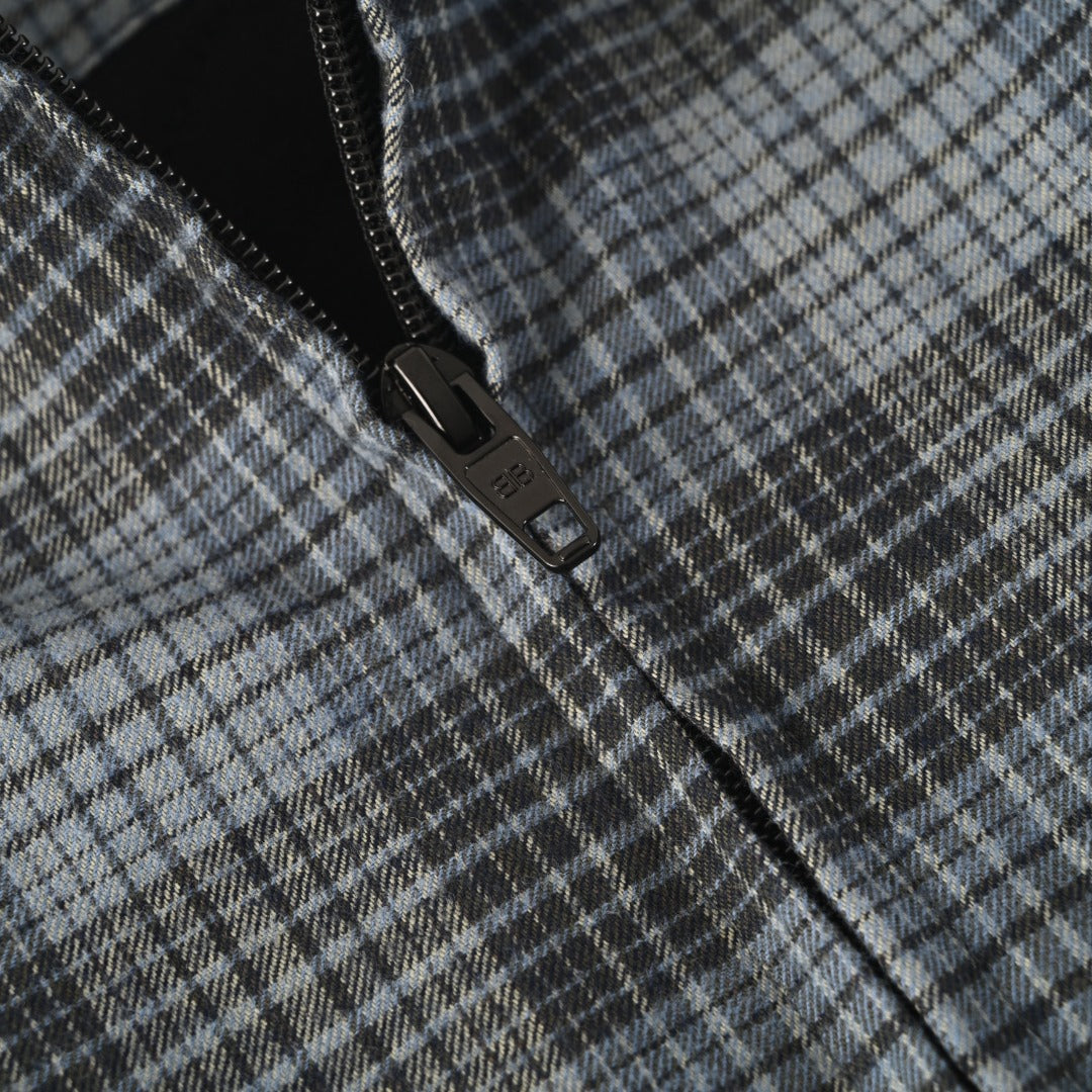 Padded Check Overshirt Blue
