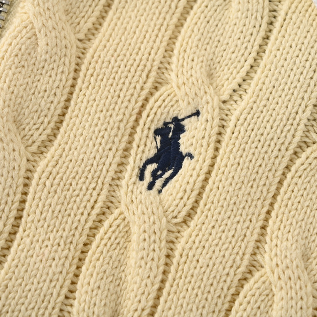 Cable-Knit Cotton Hooded Sweater Cream