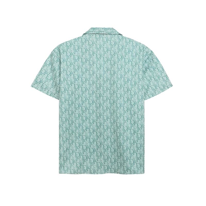 Oblique Monogram Silk Hawaiian Shirt Green