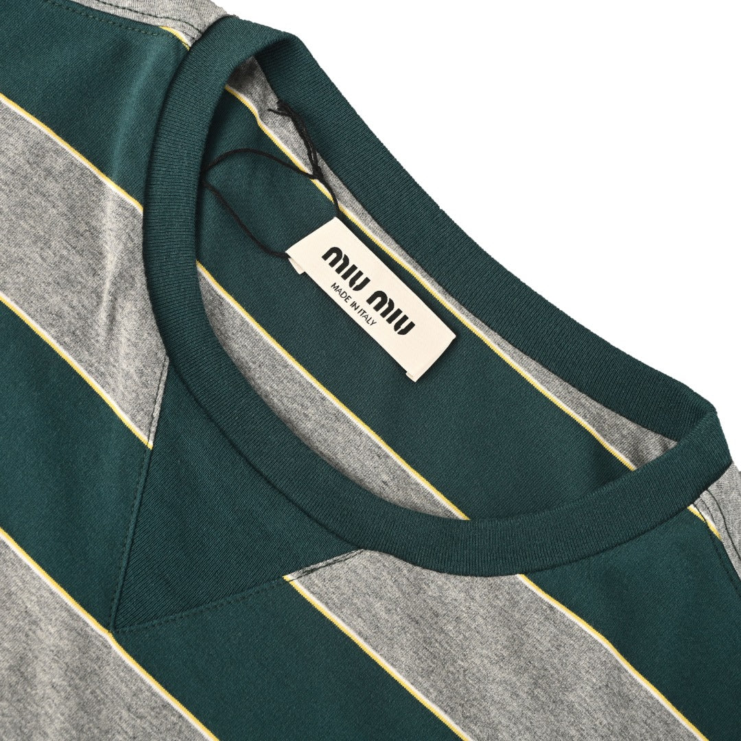 Striped Jersey Bottle Green & Grey