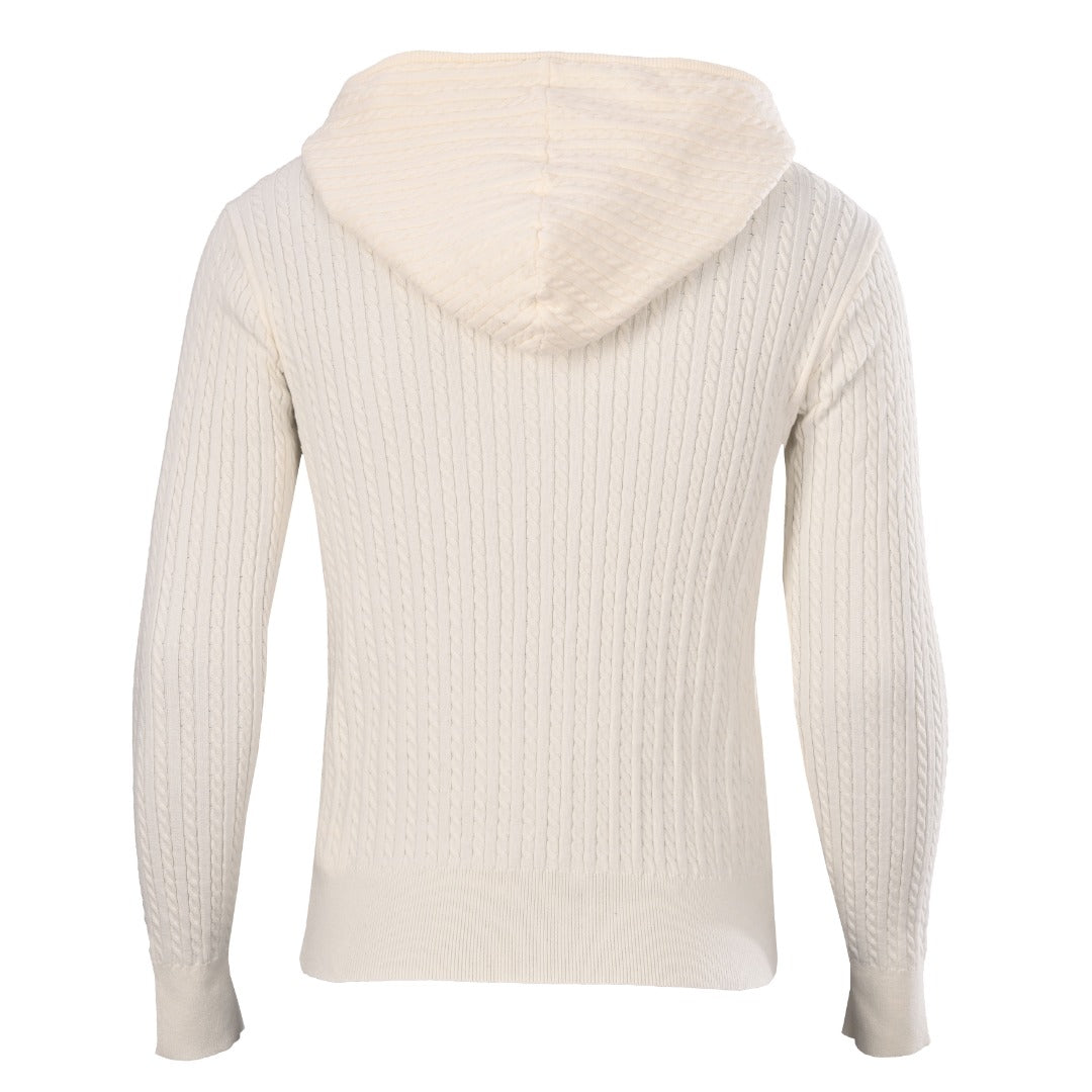 Mini Cable-Knit Full-Zip Hoodie Cream
