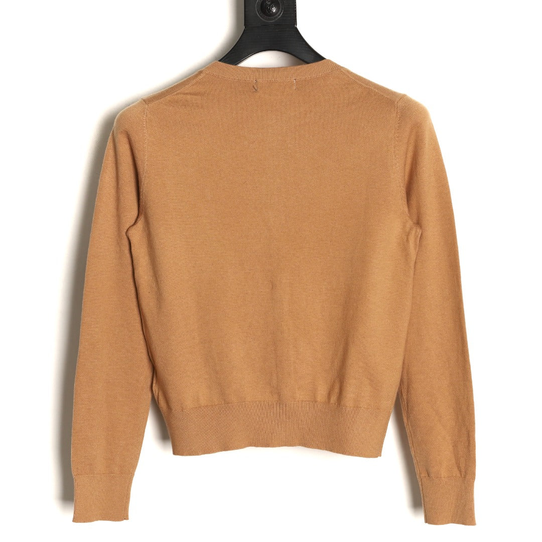 Stretch Cotton-Blend Crewneck Cardigan Camel