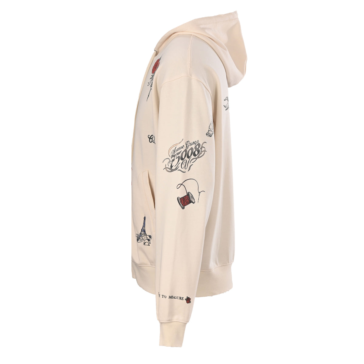 Tattoo Oversized Zip-Up Hoodie Cream