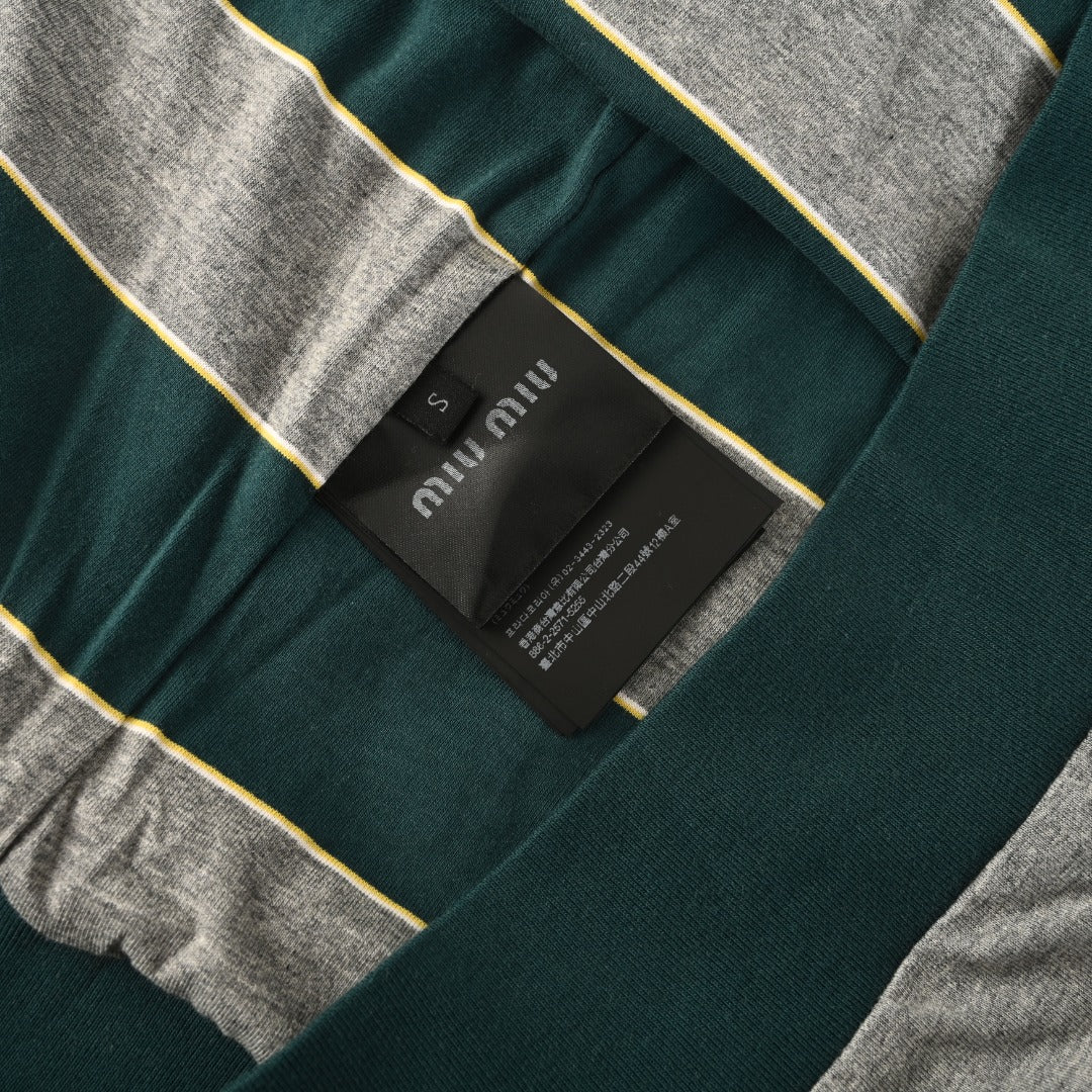 Striped Jersey Bottle Green & Grey