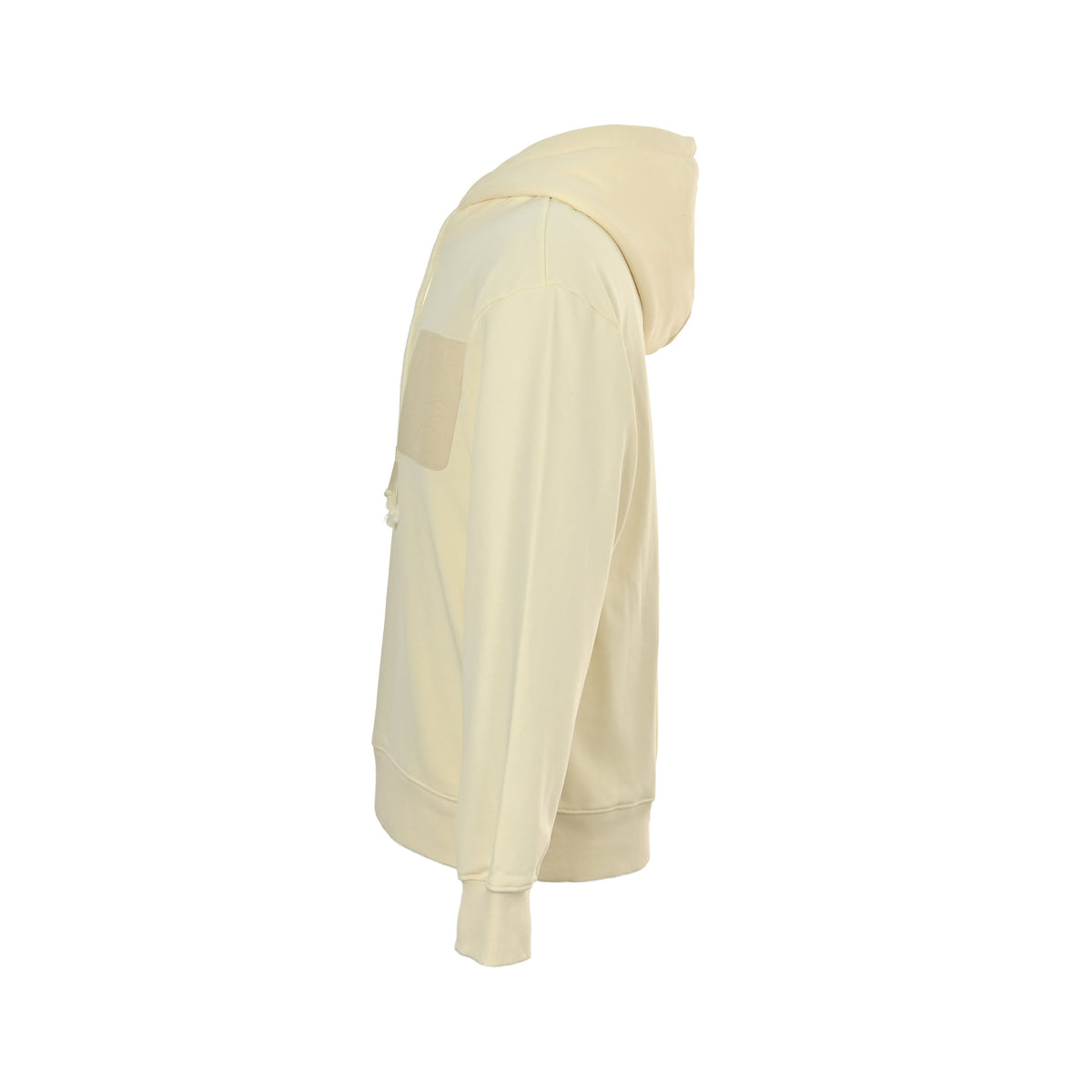 Anagram Leather-Pocket Hoodie Cream