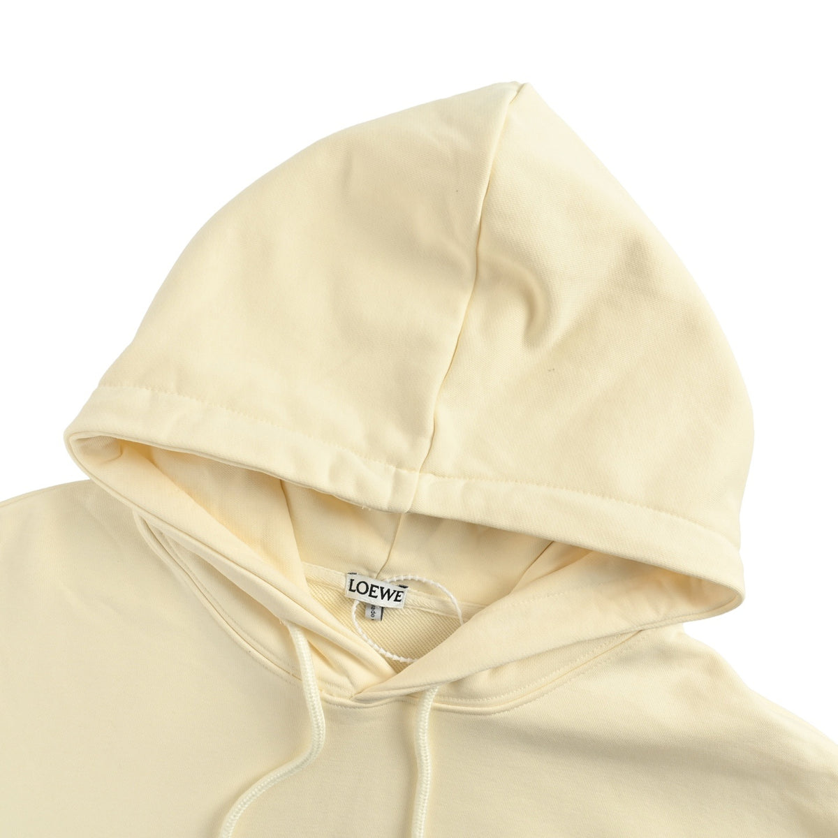 Anagram Leather-Pocket Hoodie Cream