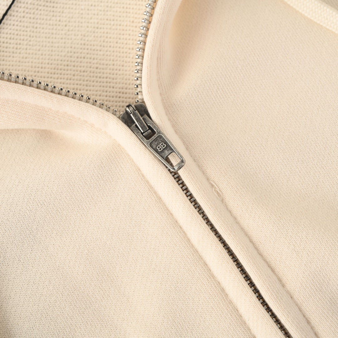 Tattoo Oversized Zip-Up Hoodie Cream
