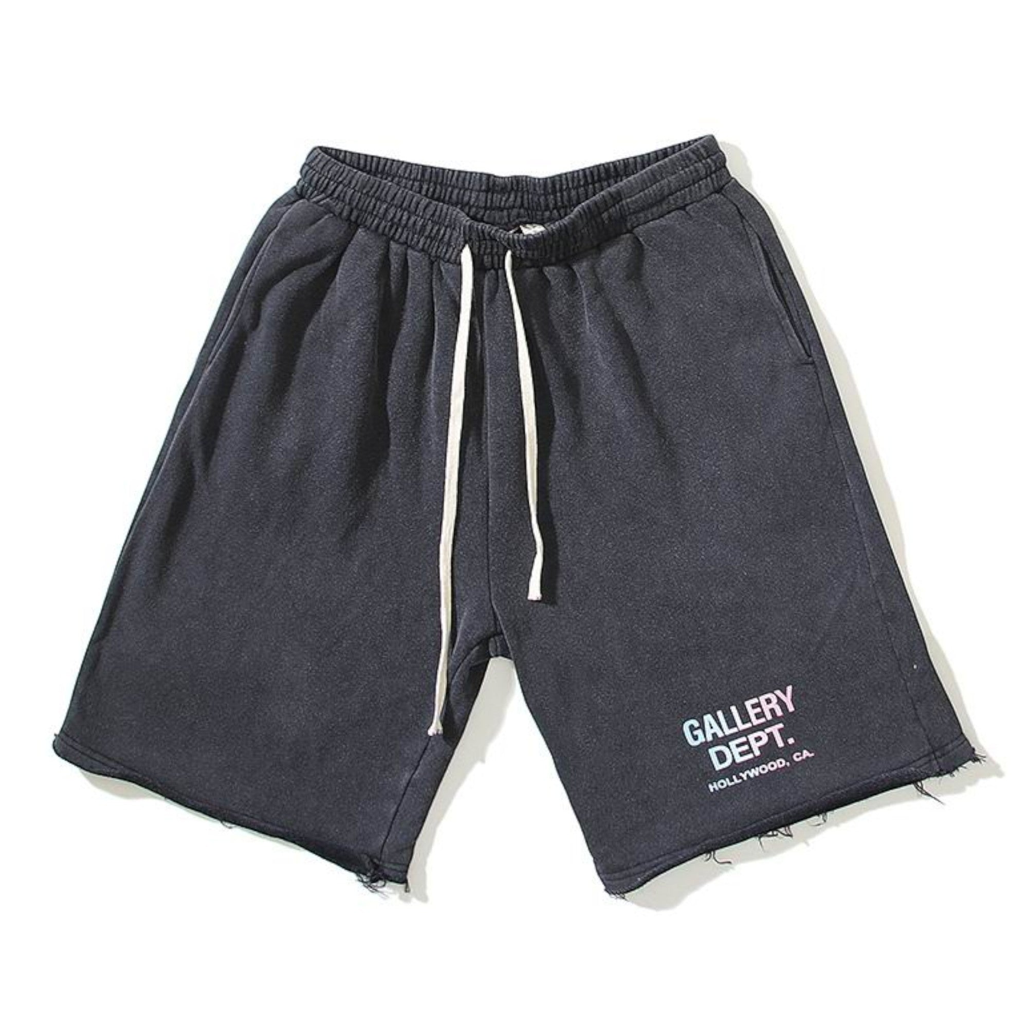 Logo Print Cut-Off Shorts Black