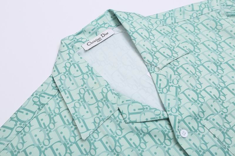 Oblique Monogram Silk Hawaiian Shirt Green