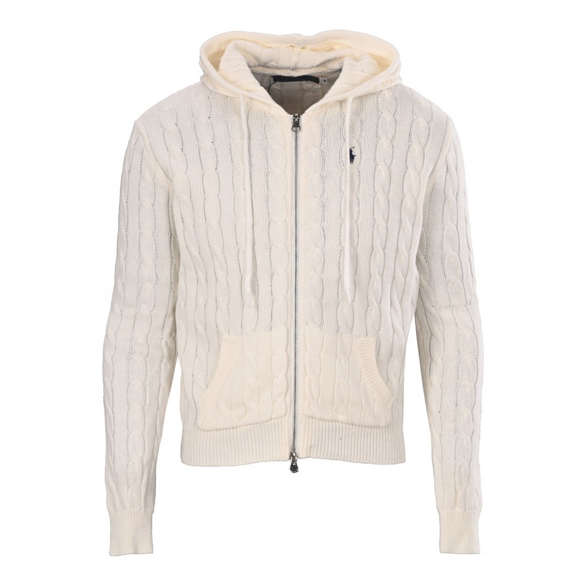 Cable-Knit Cotton Hooded Jumper Cream