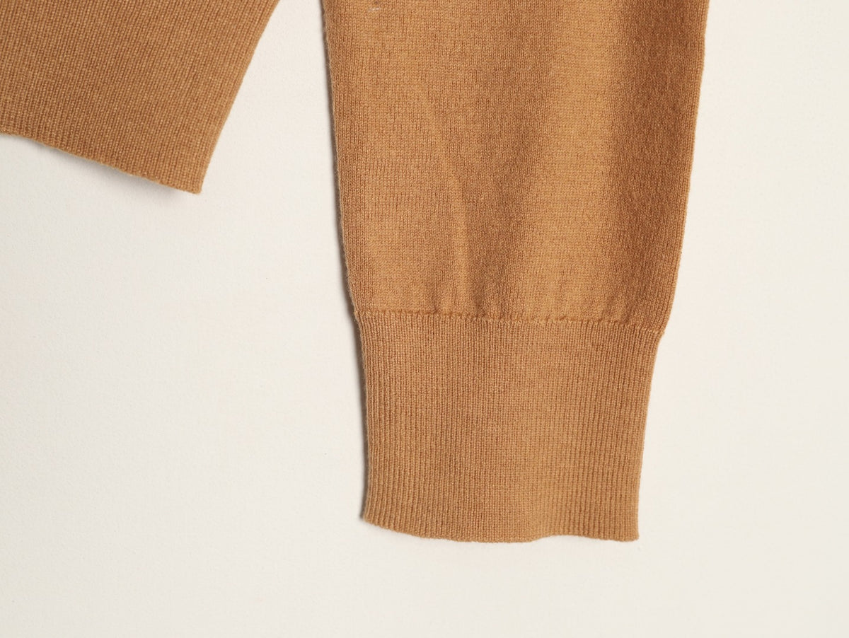 Stretch Cotton-Blend Crewneck Cardigan Camel