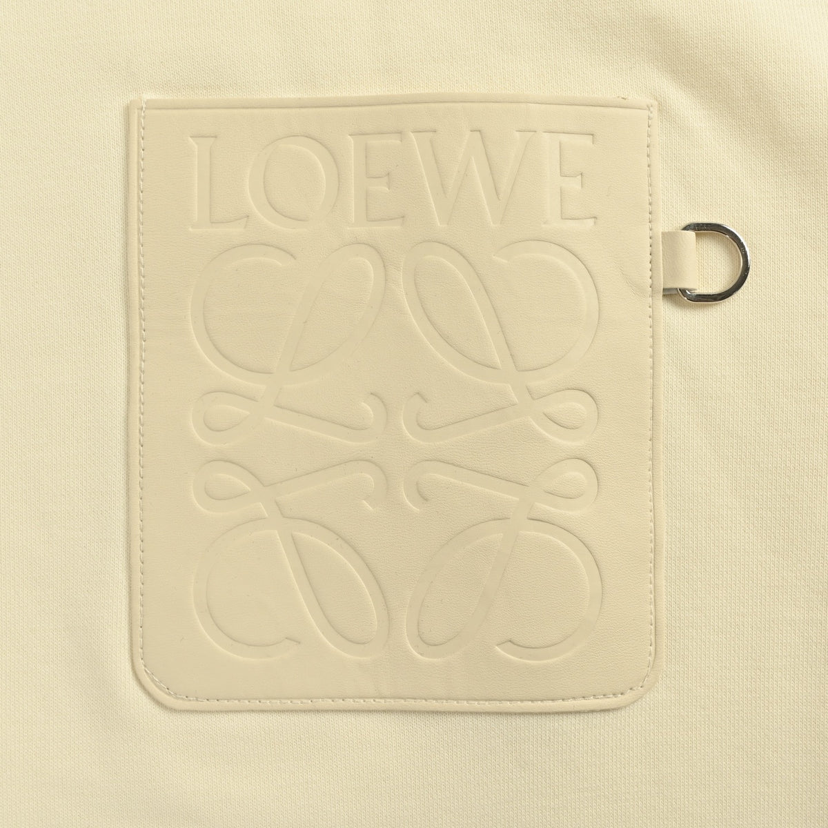 Anagram Leather-Pocket Hoodie Cream