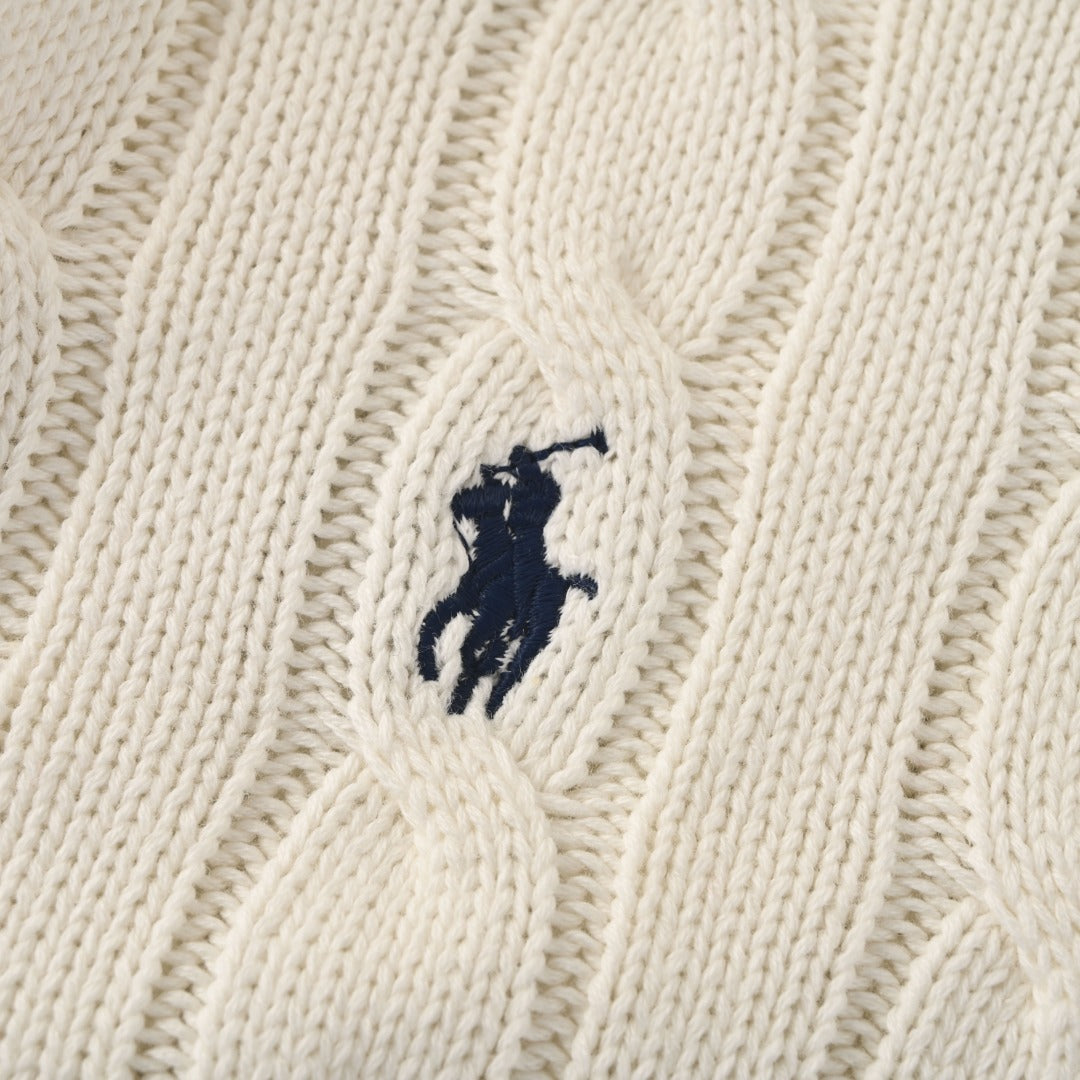 Cable-Knit Cotton Hooded Jumper Cream