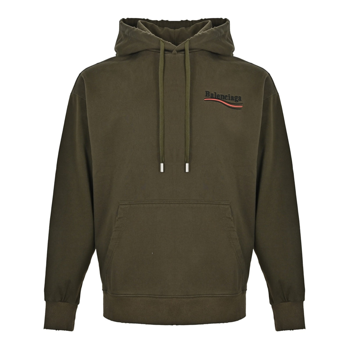 Campaign Logo Embroidered Oversized Hoodie Military Green