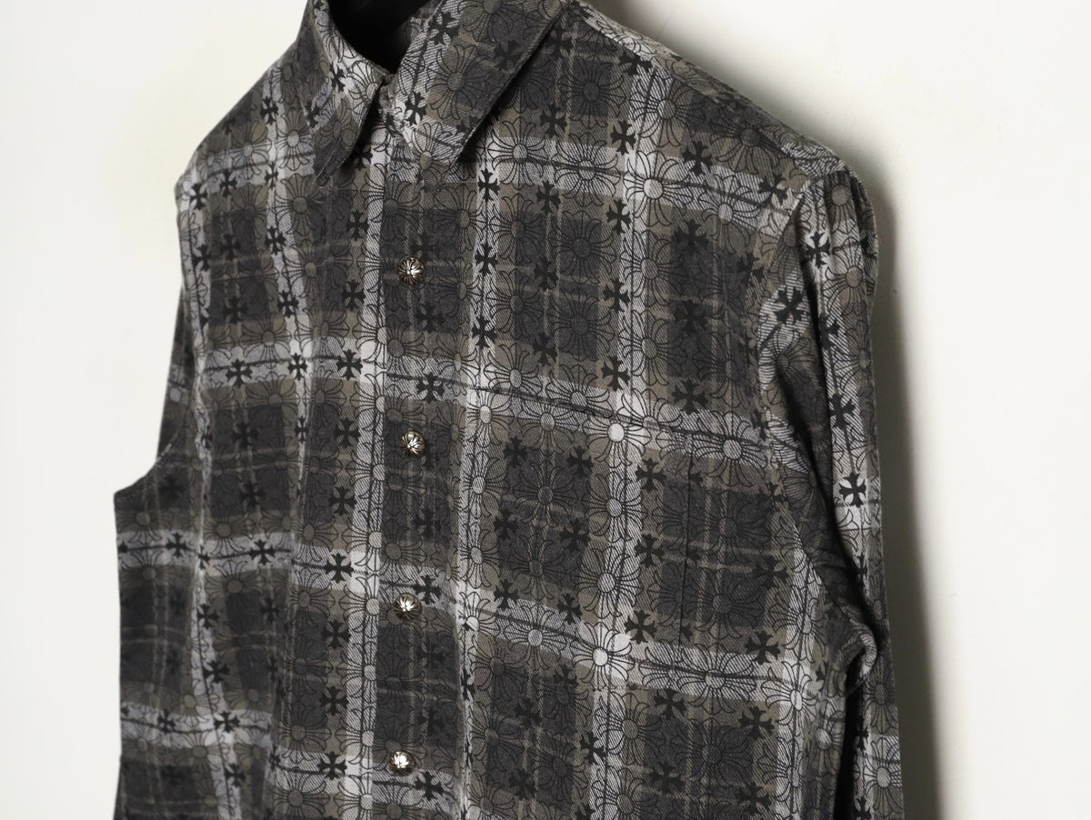 Loose Ends Monogram Cross Jacquard Flannel Shirt Black & Grey