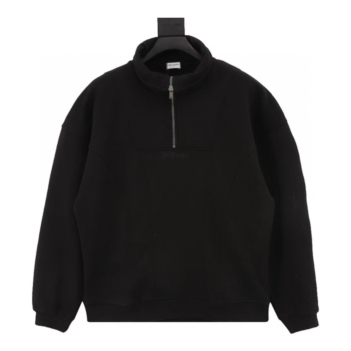 Logo Embroidery Half-Zip Black