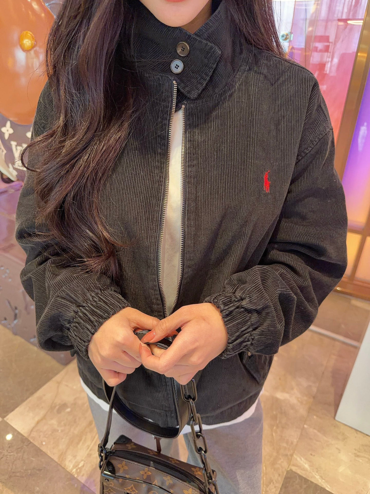 Corduroy Harrington Jacket Black