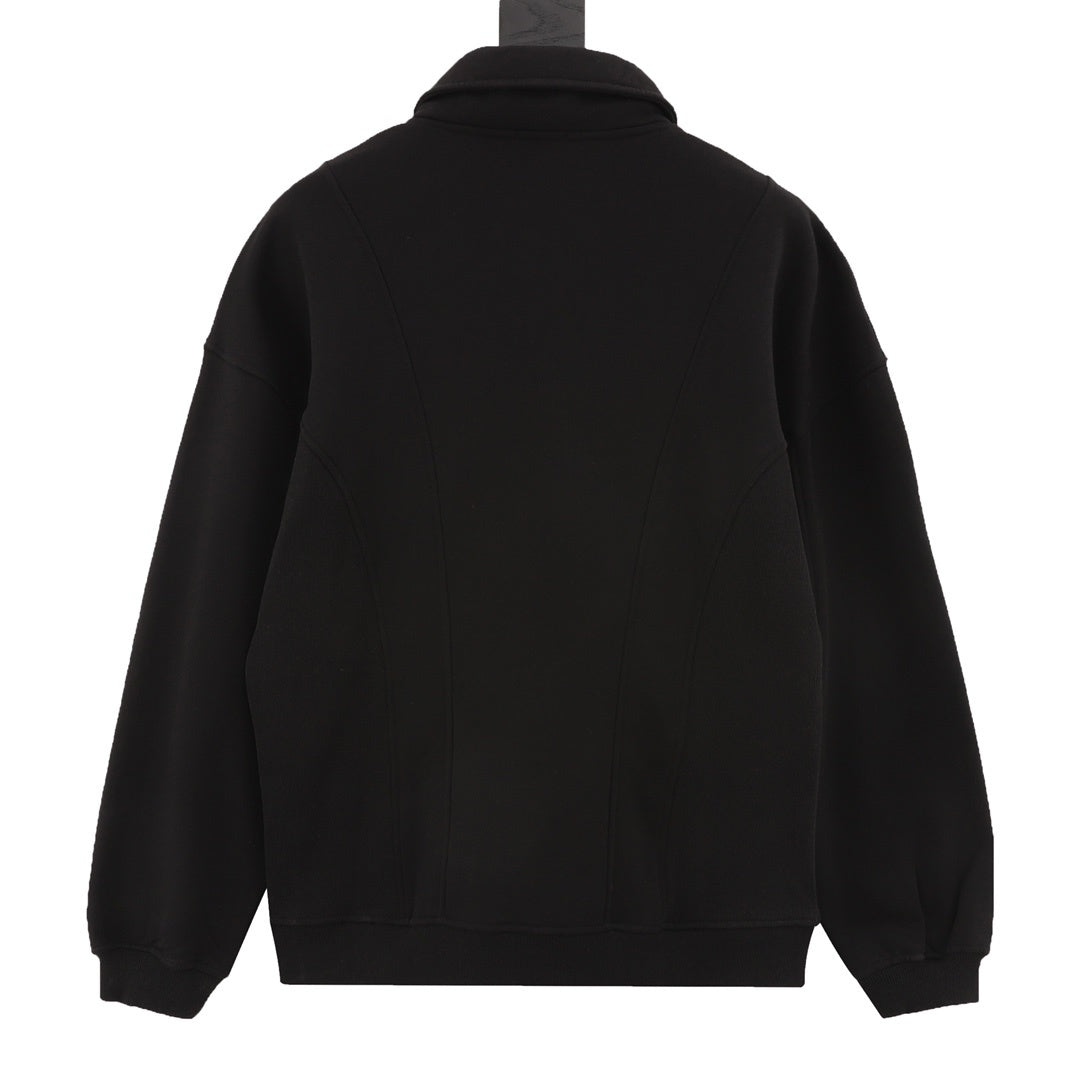 Logo Embroidery Half-Zip Black