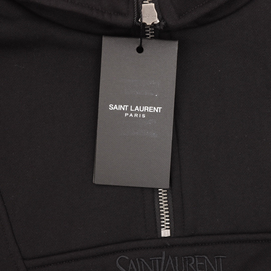 Logo Embroidery Half-Zip Black