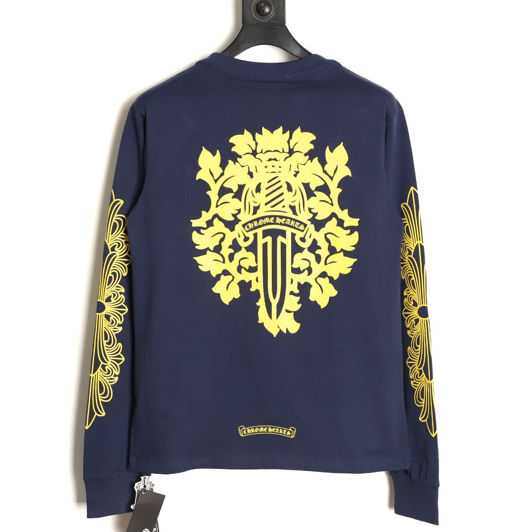 V89 Dagger Long Sleeve T-Shirt Navy & Yellow