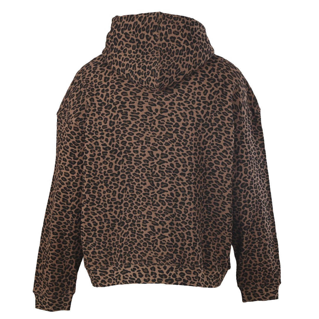 Hooded Zip Up Thermal Leopard