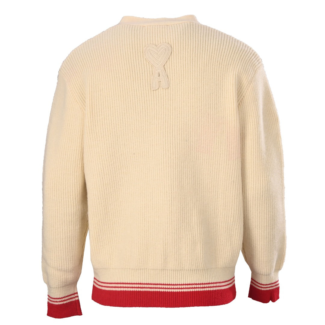 Ribbed College Cream & Red