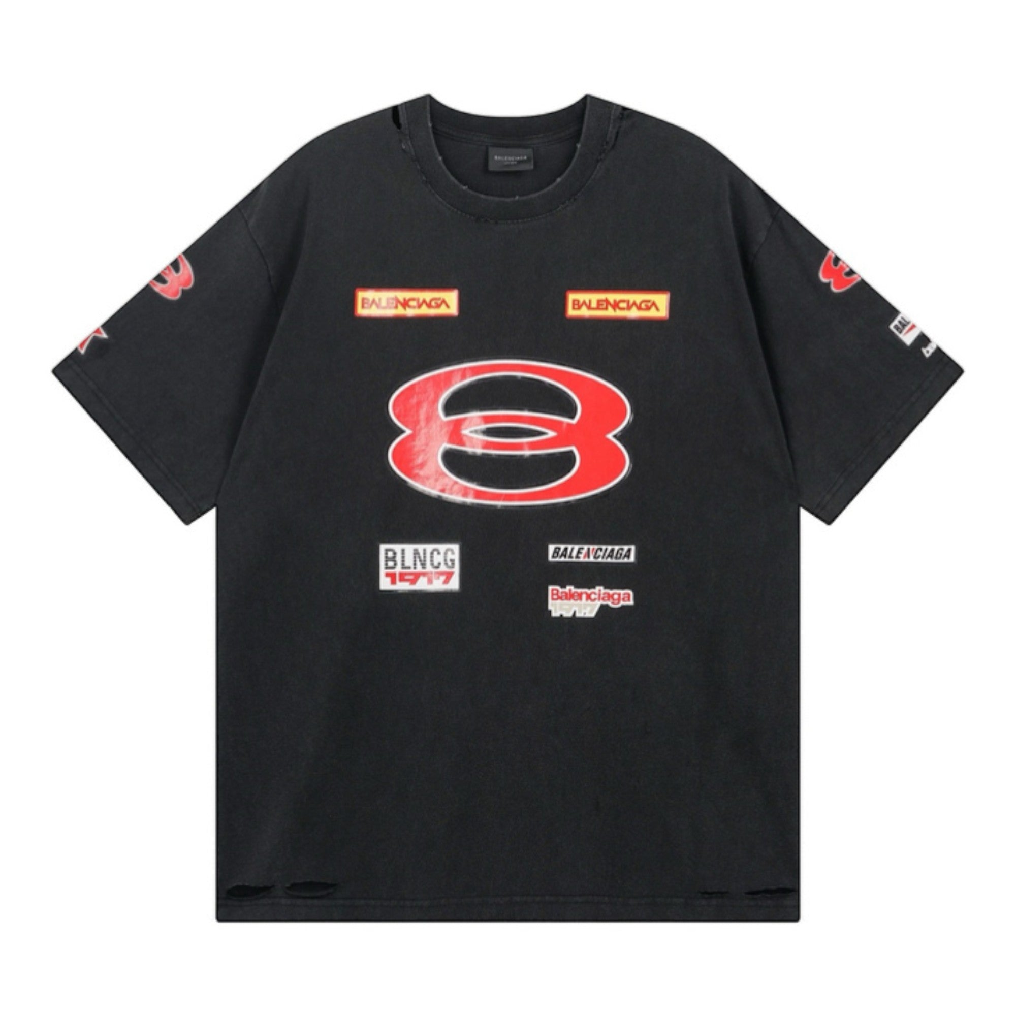 Sponsor Logos T-Shirt Stained Black
