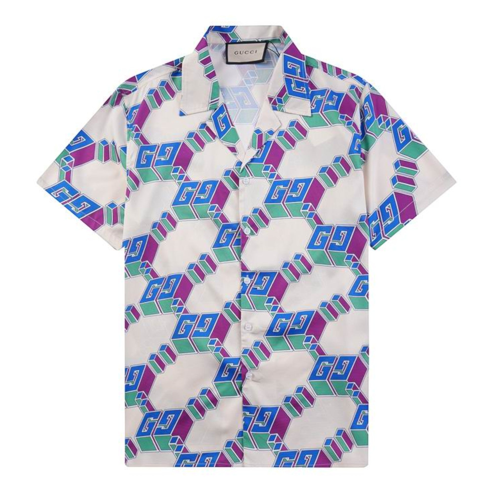 3D GG Silk Print Blue Ivory
