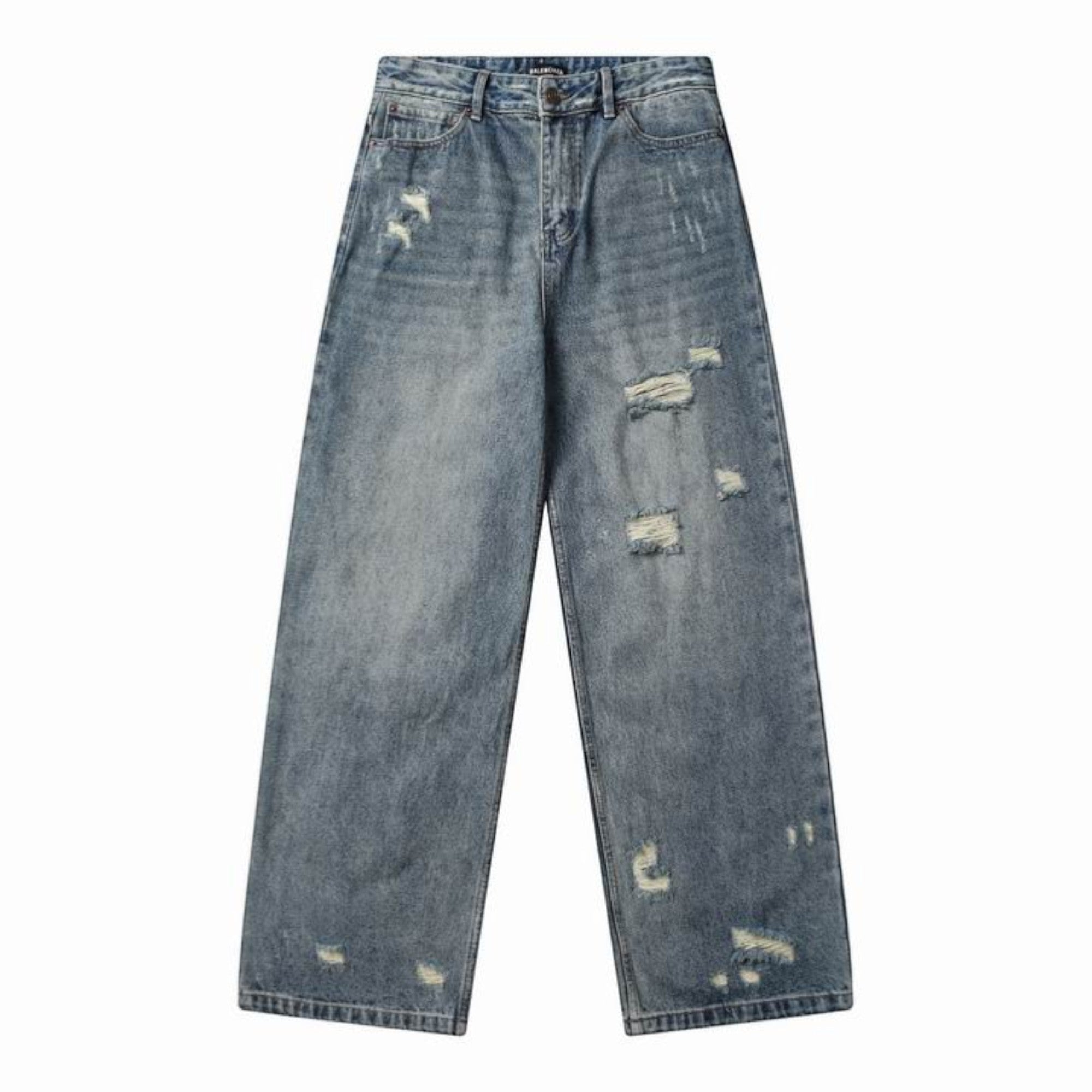 Distressed Wide-Leg Jeans
