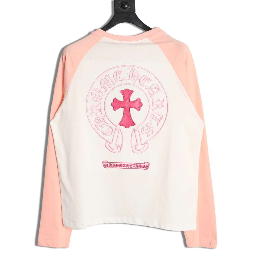 Raglan Long Sleeve T-Shirt White & Pink