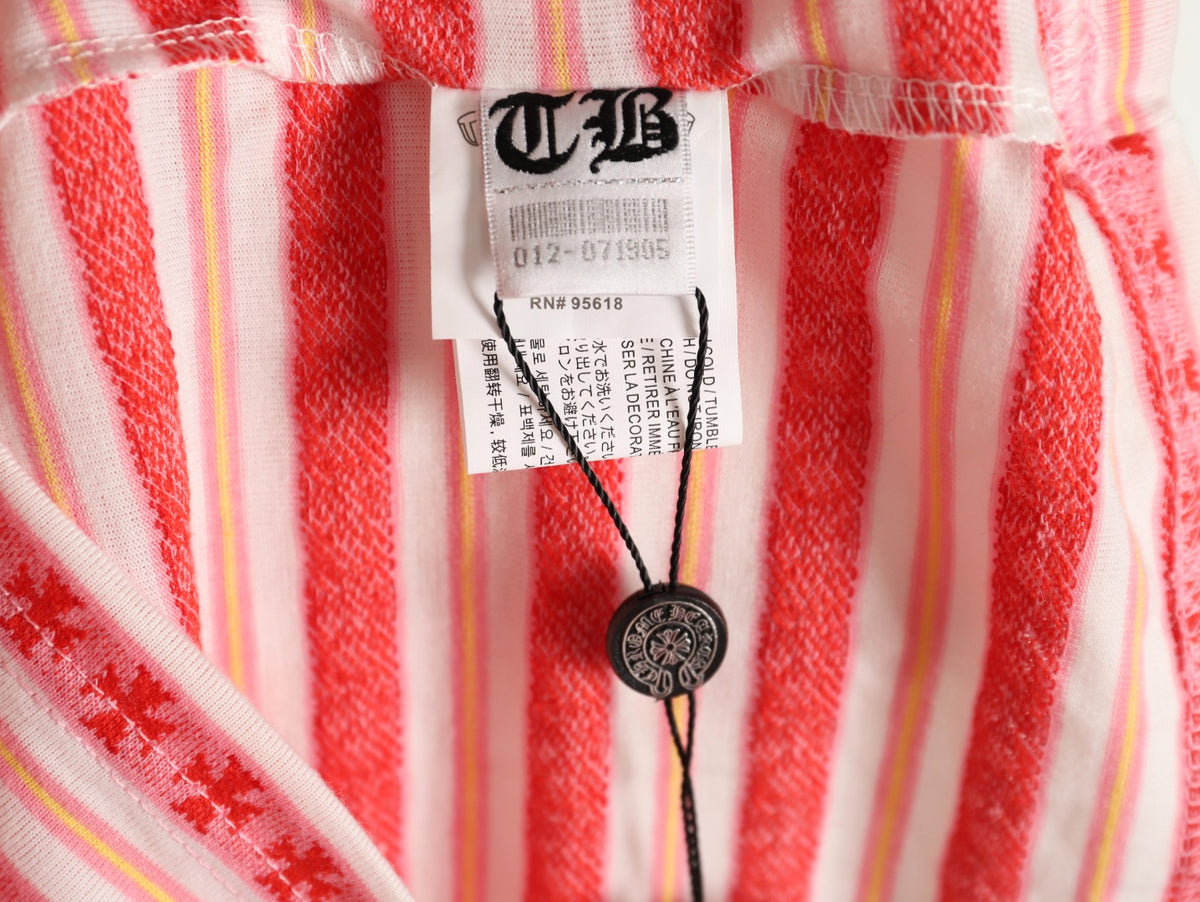 Striped Long Sleeve Polo Pink & Red