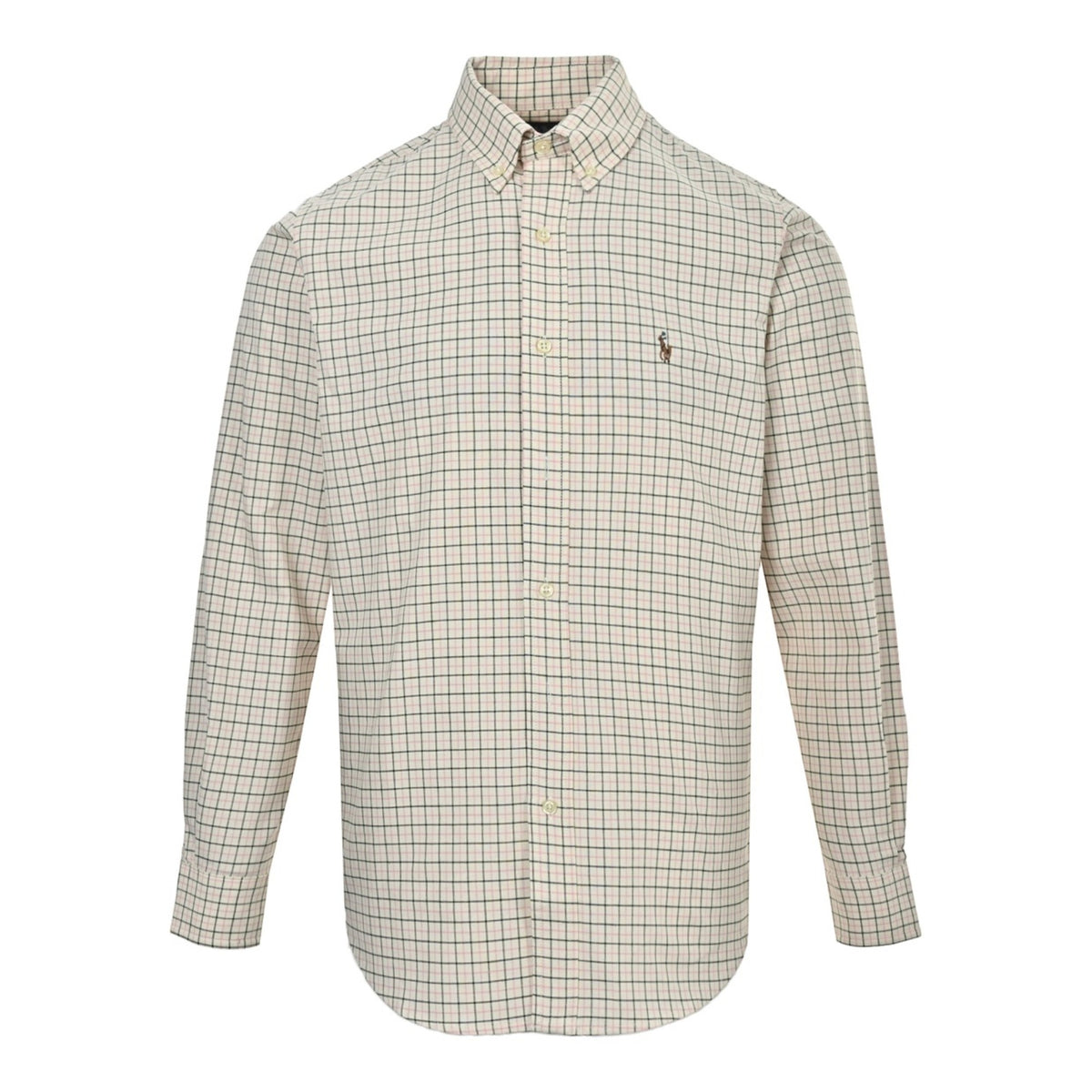 Tattersall Check Button-Down Shirt Cream Green