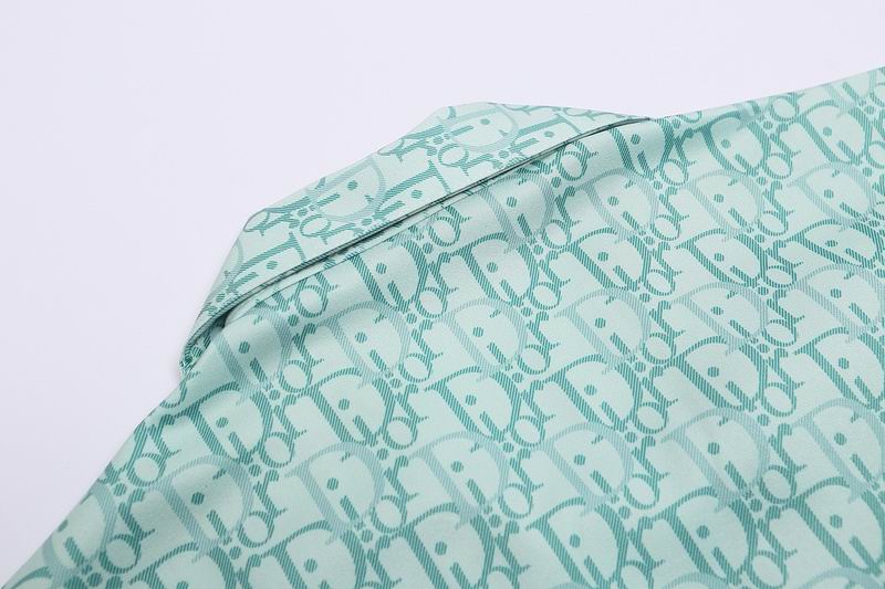Oblique Monogram Silk Hawaiian Shirt Green