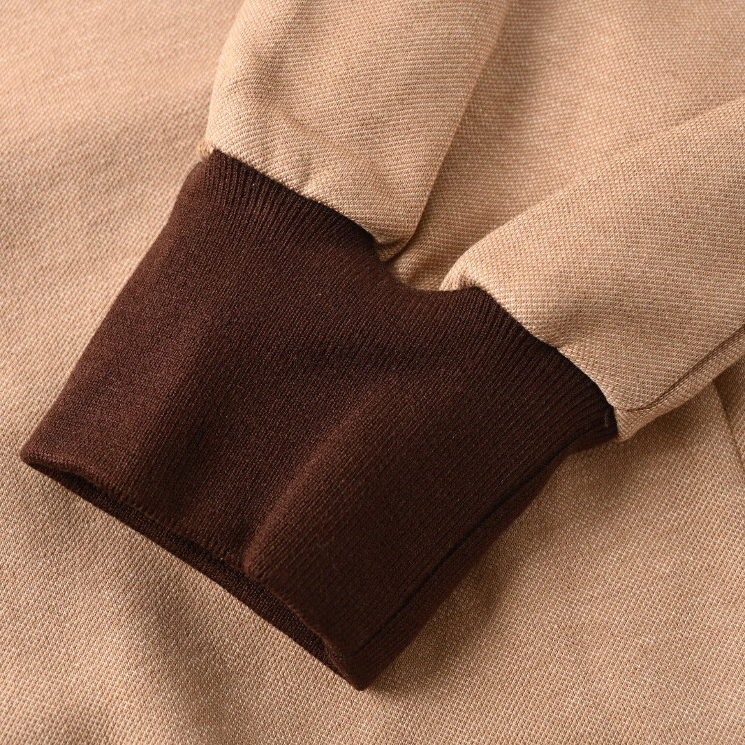 Jersey Zip-Up Beige & Brown