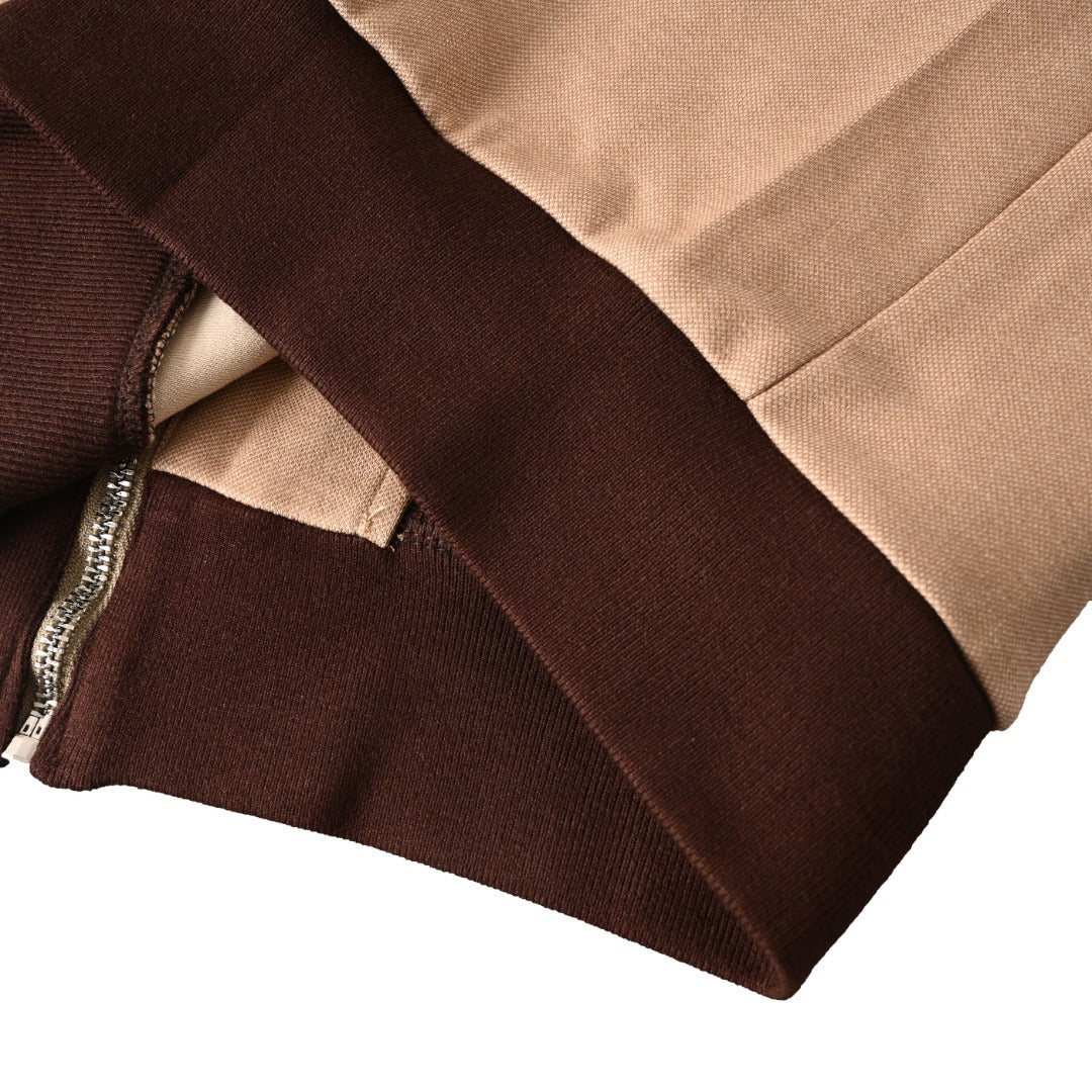 Jersey Zip-Up Beige & Brown