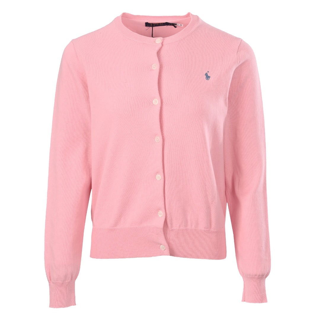 Cotton Crewneck Cardigan Light Pink