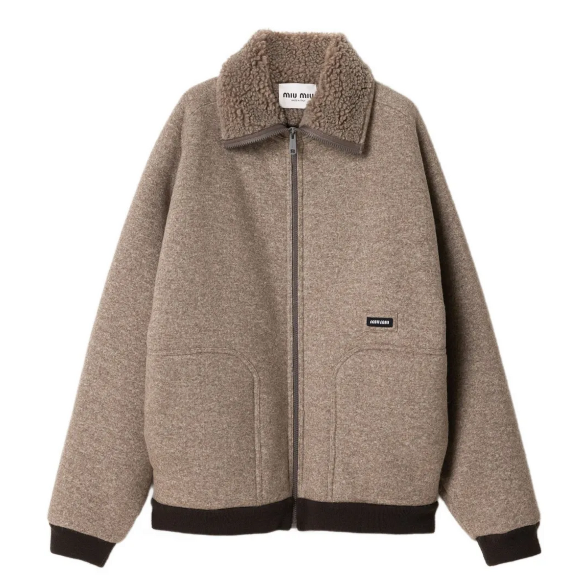 Fleece Bomber Beige & Brown