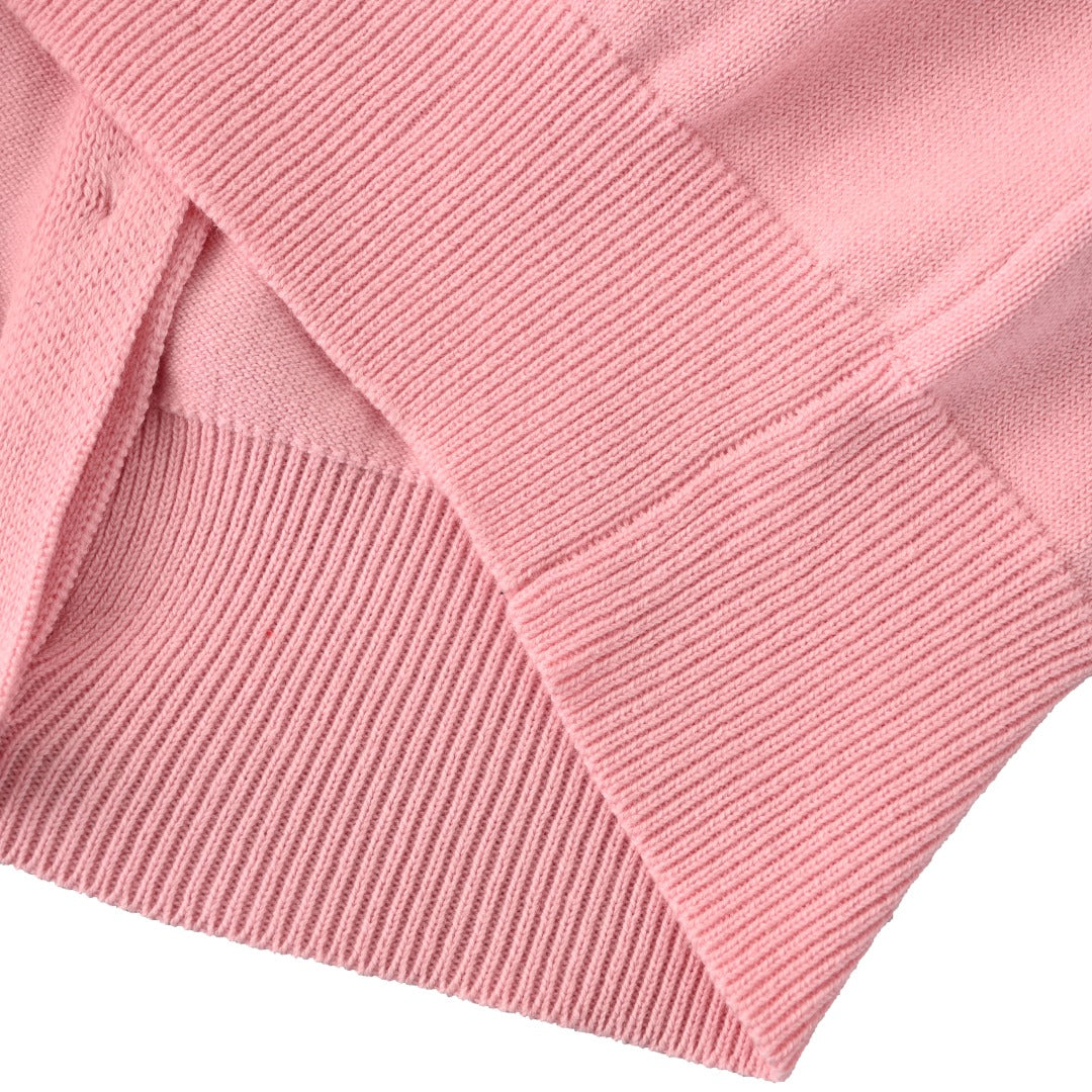Cotton Crewneck Cardigan Light Pink