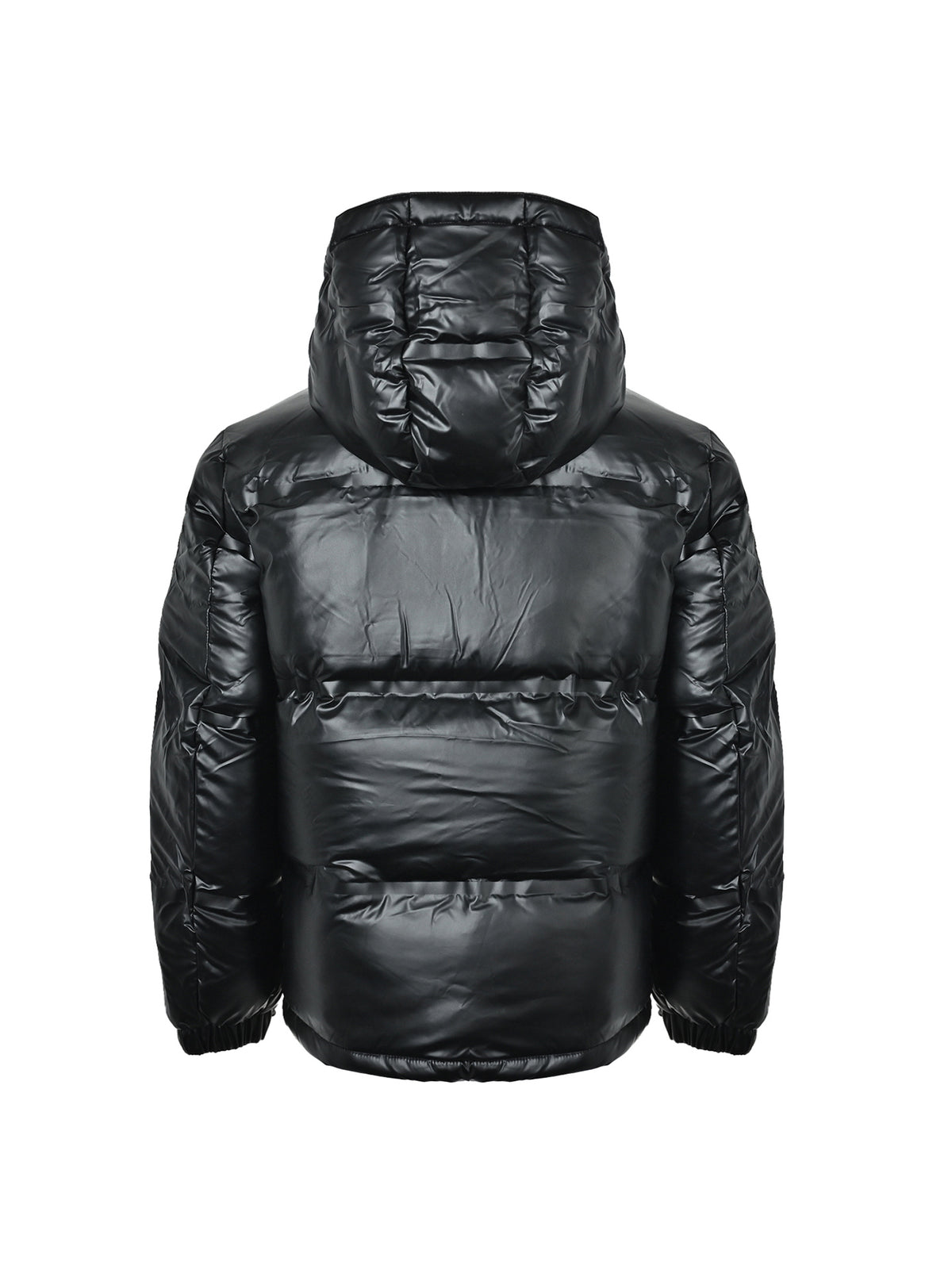 Logo Plaque Hooded Puffer Black
