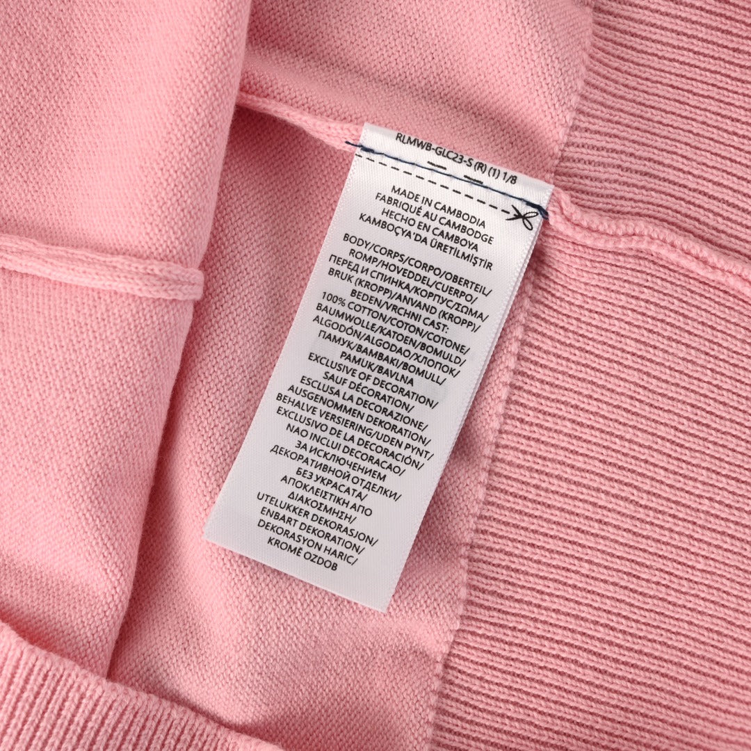 Cotton Crewneck Cardigan Light Pink